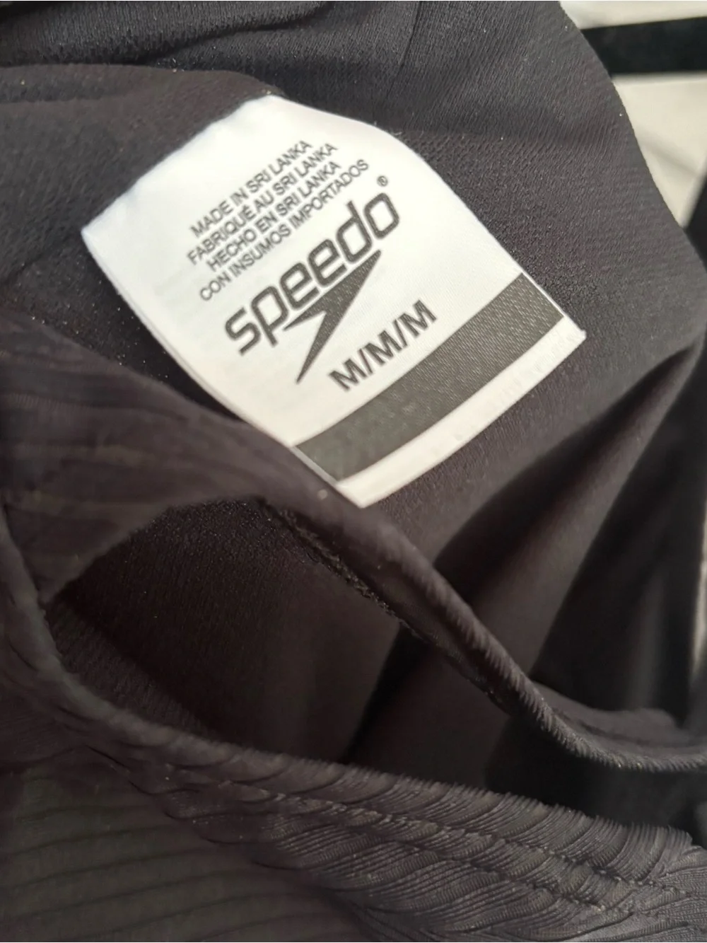 Speedo Black Ribbed Racerback One Piece Swimsuit M